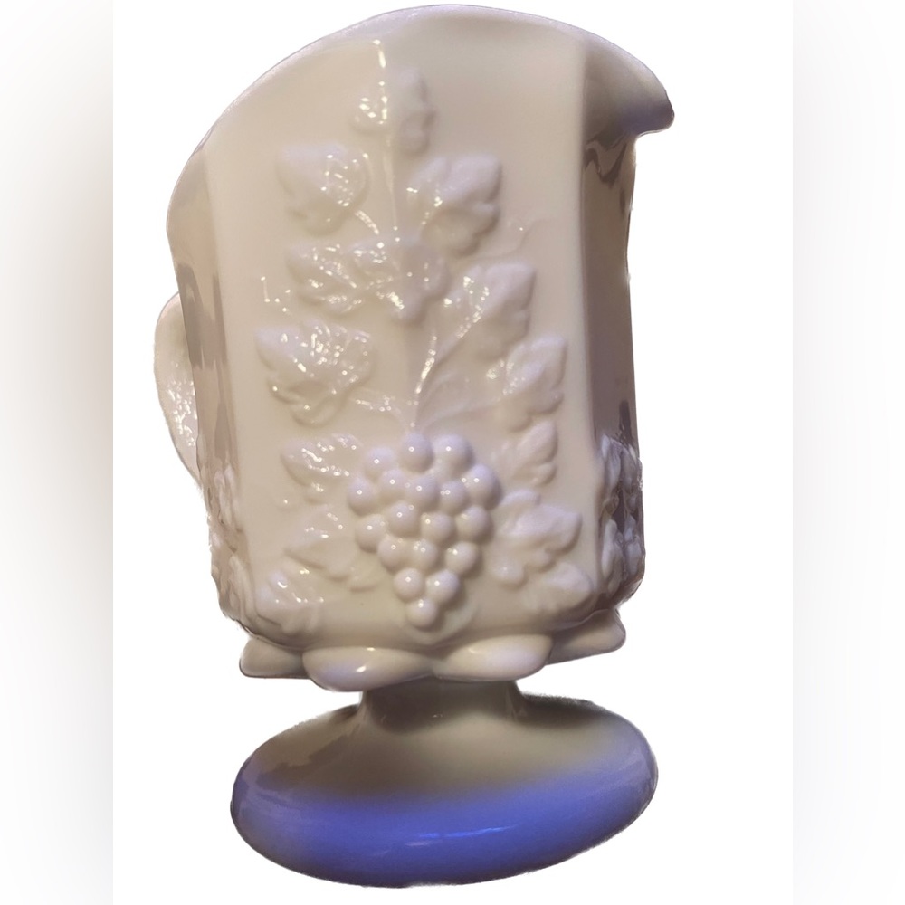 White Opaque Milk Glass Creamer Pitcher - Picture 2 of 7